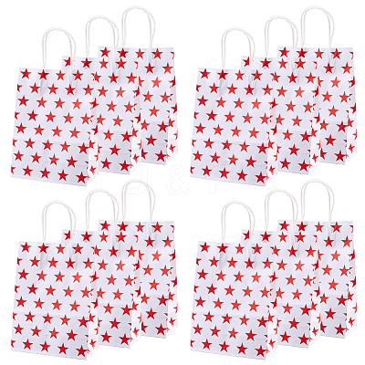 Kraft Paper Star Printed Bags with Handles ABAG-WH20013-08C-1