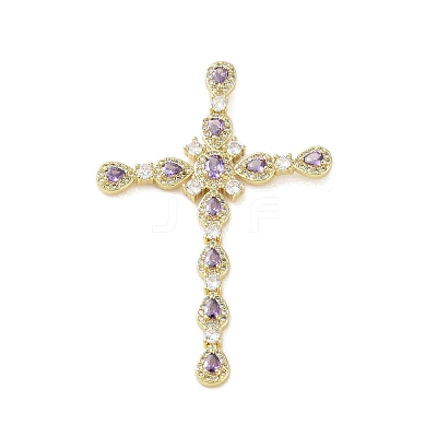 Real 18K Gold Plated Brass Micro Pave Cubic Zirconia Pendants KK-A209-03B-G-1