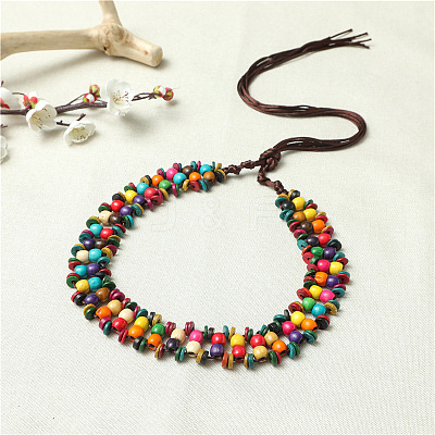 Bohemian Style Dyed Colorful Coconut Beeded Imitation Leather Cord Waist Belly Chains for Women FS-WGCE780-03-1