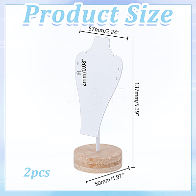 Bust Iron Jewelry Necklace Display Stands with Wooden Rond Base NDIS-WH0024-06A-1