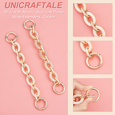 2Pcs Alloy with Acrylic Oval Link Purse Strap Extenders FIND-UN0003-17-1