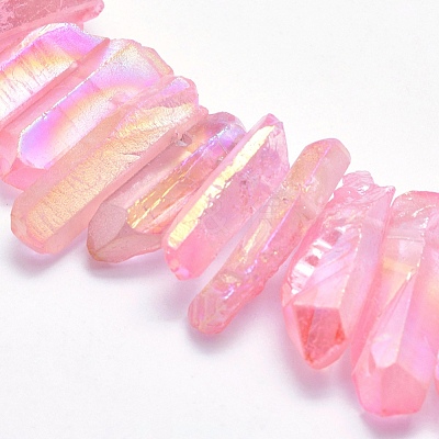 Electroplated Natural Quartz Crystal Beads Strands G-P368-05E-1