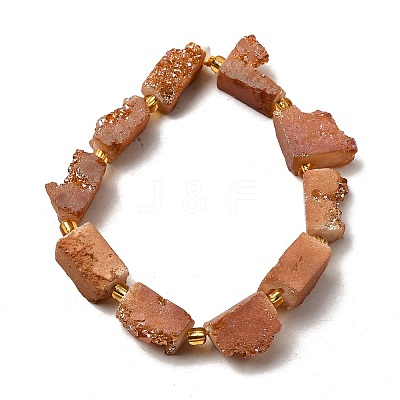 Electroplated Natural Druzy Agate Beads Strands G-R012-A02-07-1