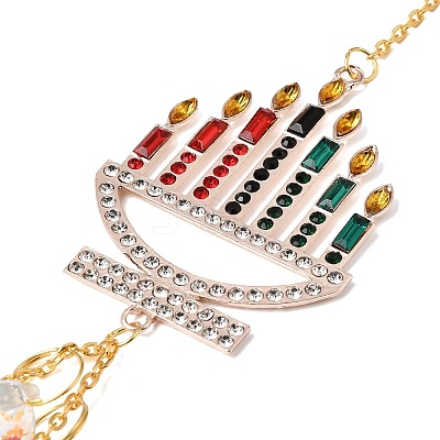 Candle Alloy Rhinestone & Glass Crystal Suncatchers HJEW-E013-06G-1