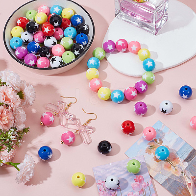 100Pcs 10 Colors Opaque Acrylic Beads SACR-SP0001-15-1