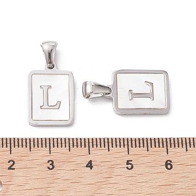 304 Stainless Steel Pave Shell Pendants STAS-G327-01P-L-1