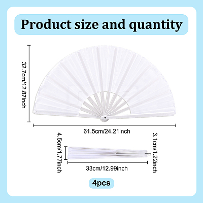 4Pcs Plastic Fans Display Decorations AJEW-GO0002-62-1