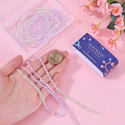 8 Strands Transparent Gradient Color Glass Bead Strands GLAA-SC0002-02A-1