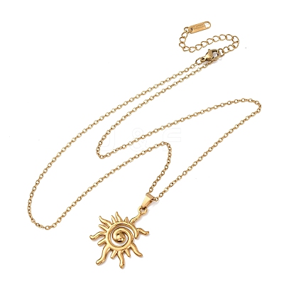 304 Stainless Steel Pendant Cable Chain Necklaces for Men Women NJEW-K308-03F-G-1