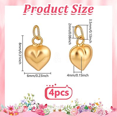 4Pcs 925 Sterling Silver Heart Charms STER-PH0005-04-1