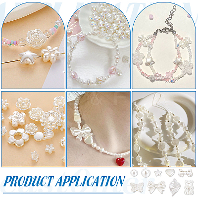 400Pcs 10 Styles ABS Plastic Imitation Pearl Beads KY-PH0002-06-1