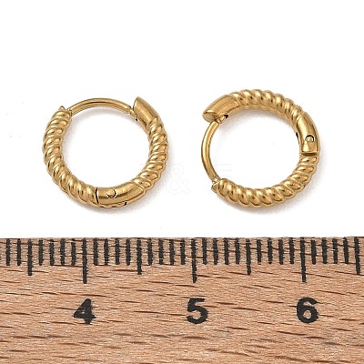 Twist Textured 304 Stainless Steel Huggie Hoop Earrings SA-CBA46AF-27G-01-1