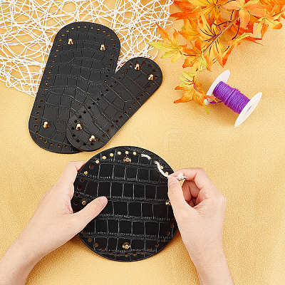 3Pcs 3 Style PU Leather Flat Round Bag Bottom FIND-WR0004-43A-1