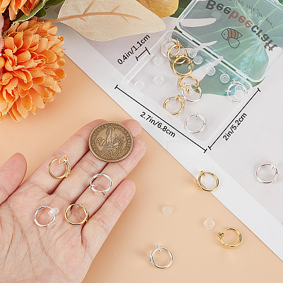 20Pcs 2 Color Brass Clip-on Earring Findings KK-BBC0011-04-1