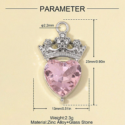 Zinc Alloy with Light Rose Rhinestone Pendants RB-OY001-82P-1