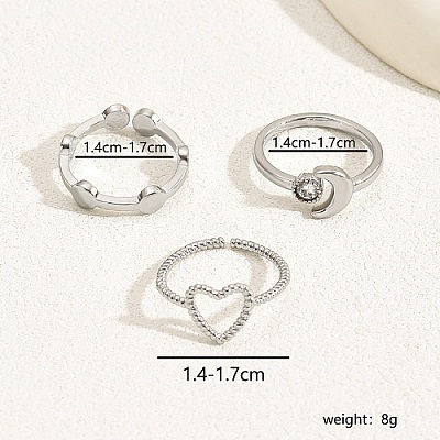 3Pcs 3 Style Cubic Zirconia Solitaire Rings VX3792-1-1