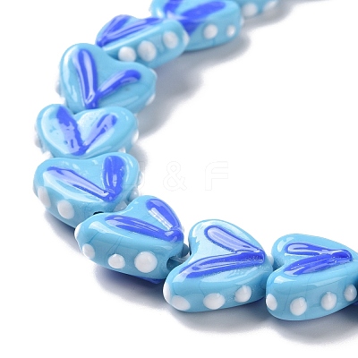 Heart Handmade Lampwork Beads Strands LAMP-G150-01E-1