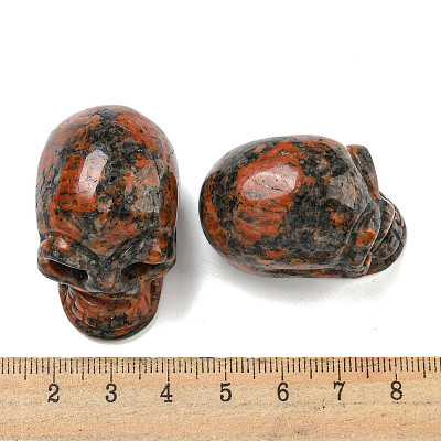 Halloween Natural Labradorite Skull Figurines DJEW-L021-01D-1
