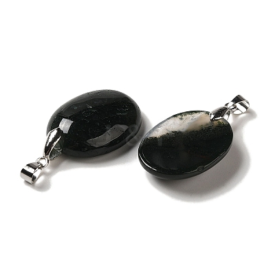 Natural Moss Agate Pendants G-Z055-03P-08-1