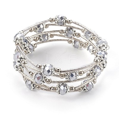 Electroplate Glass Wrap Bracelets BJEW-JB04018-1