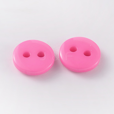 2-Hole Flat Round Resin Sewing Buttons for Costume Design BUTT-E119-28L-06-1