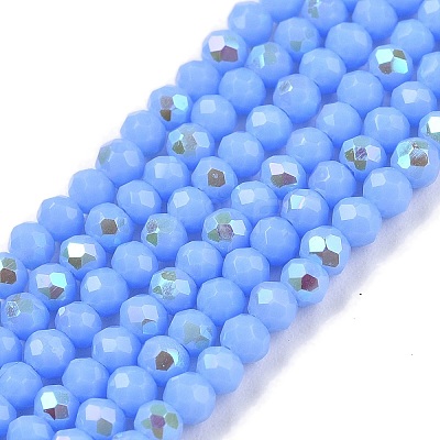 Electroplate Opaque Solid Color Glass Beads Strands EGLA-A044-P1mm-L17-1