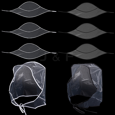 10Pcs 2 Colors Plastic Black and White Rain Bonnets AJEW-CP0007-88-1