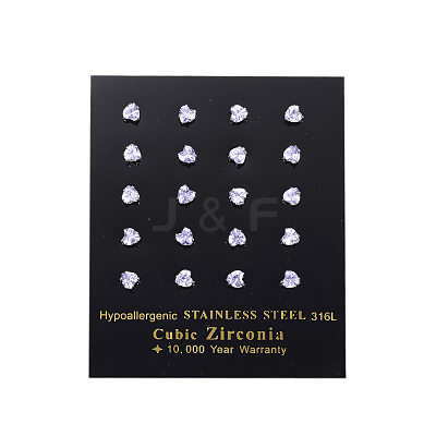 Cubic Zirconia Ear Studs EJEW-E098-H-02-1