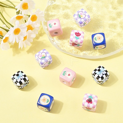 10Pcs 5 Colors Opaque Acrylic Beads SACR-YW0001-90-1