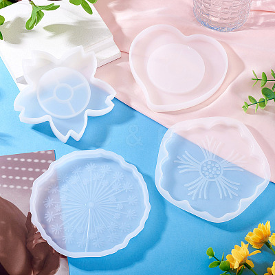 4Pcs 4 Styles Cup Mat Silicone Molds SIL-BG0001-01-1