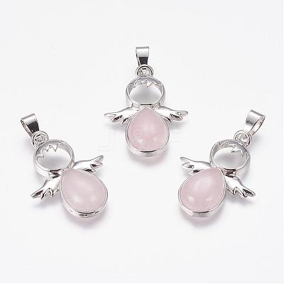 Natural Rose Quartz Pendants G-G651-A10-1