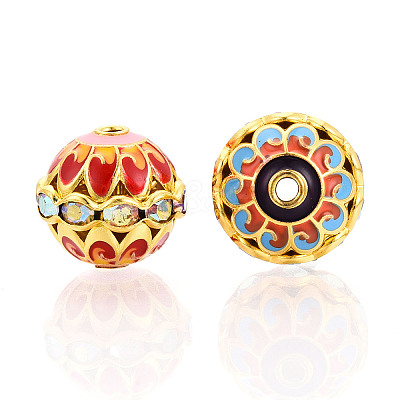 Brass Enamel Beads KK-Q080-01D-G-1