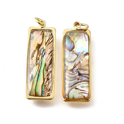 Natural Paua Shell & Epoxy Resin Pendants KK-E794-02G-07-1