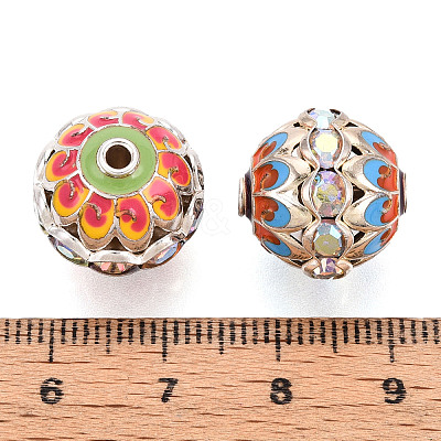 Brass Enamel Beads KK-Q080-01D-P-1