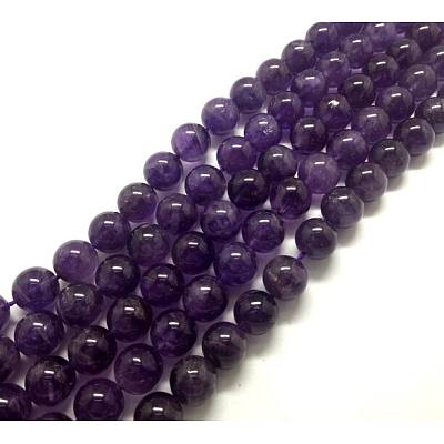 Round Natural Amethyst Beads Strands G-D780-1