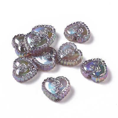 UV Plating Rainbow Iridescent Acrylic Beads X-OACR-E007-03-1