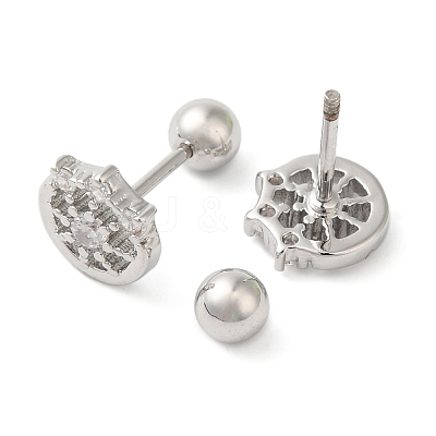 Flat Round Brass Micro Pave Clear Cubic Zirconia Cartilage Earrings EJEW-L289-02P-03-1