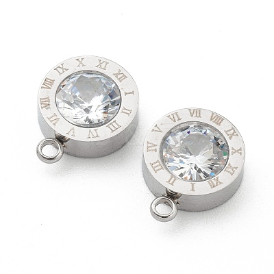 304 Stainless Steel Rhinestone Charms STAS-Z009-17P-1