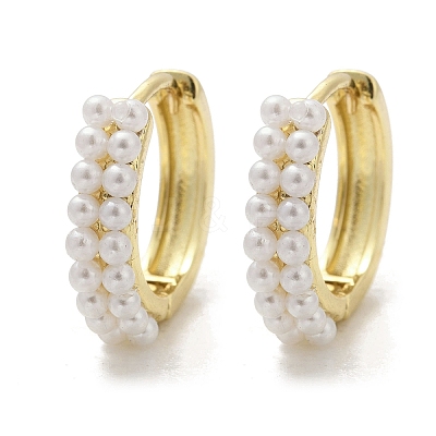 Brass ABS Imitation Pearl Hoop Earrings EJEW-M082-04G-1