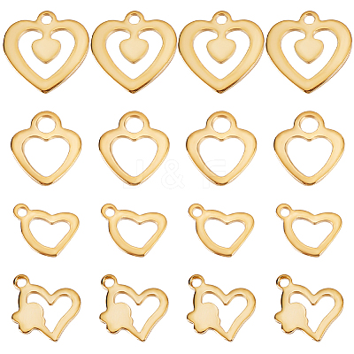 48Pcs 4 Style 201 Stainless Steel Charms STAS-BBC0003-14-1
