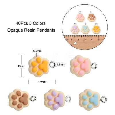40Pcs 5 Colors Opaque Resin Pendants RESI-CJ0002-31-1