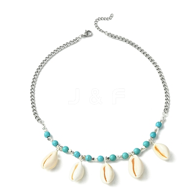 Natural Shell Bib Necklace NJEW-TA00116-1