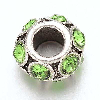 Rondelle Tibetan Style Alloy Rhinestone European Large Hole Beads MPDL-F017-12-1