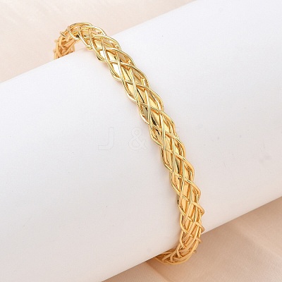 Braided Brass Cuff Bangles for Women BJEW-C157-01G-1
