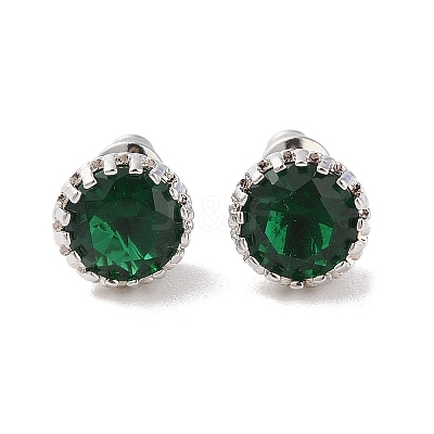 Rack Plating Brass Pave Single Cubic Zirconia Stud Earrings X-EJEW-I304-02P-05-1