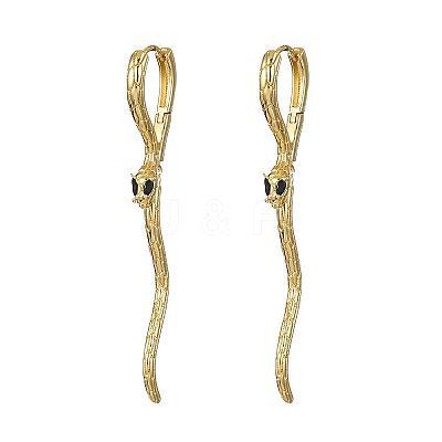 Snake Brass Hoop Earrings EJEW-R025-27G-1