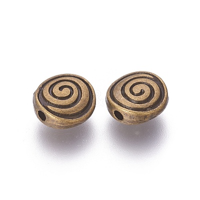 Tibetan Style Alloy Flat Round Carved Vortex Beads X-TIBEB-5437-AB-FF-1