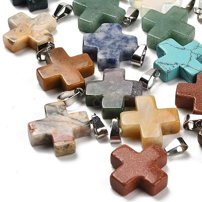 Natural & Synthetic Mixed Gemstone Pendants G-Z067-06P-01-1
