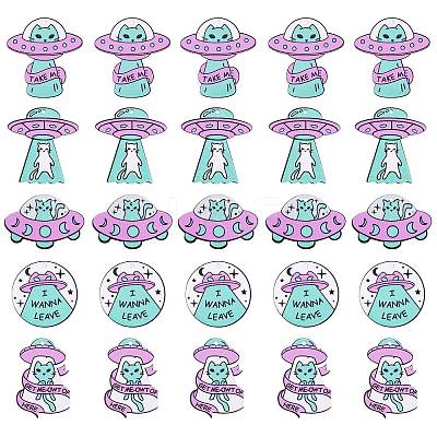 25 Pieces Alien Charms Pendant Resin Alien Cat Charm UFO Charms Mixed Shape for Jewelry Necklace Earring Making Crafts JX393A-1