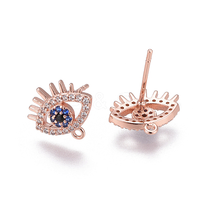 Brass Stud Earring Findings KK-I650-18RG-1